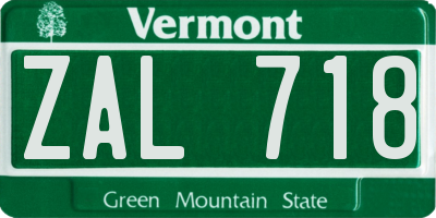 VT license plate ZAL718