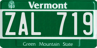 VT license plate ZAL719