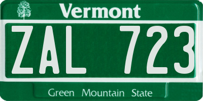 VT license plate ZAL723