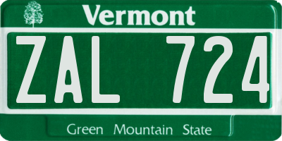 VT license plate ZAL724