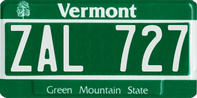 VT license plate ZAL727