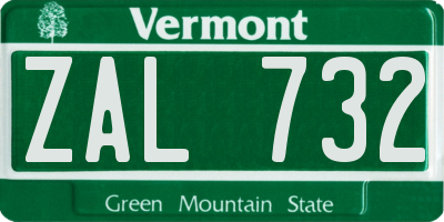 VT license plate ZAL732