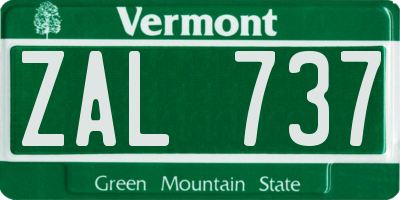 VT license plate ZAL737