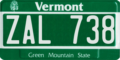 VT license plate ZAL738