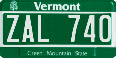 VT license plate ZAL740