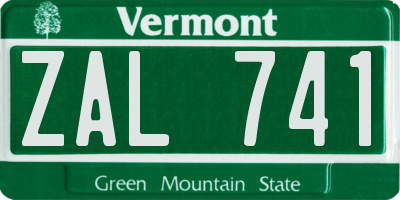 VT license plate ZAL741