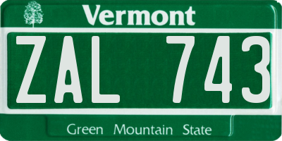 VT license plate ZAL743