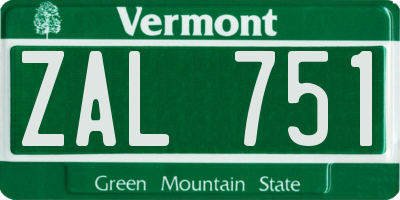 VT license plate ZAL751