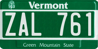 VT license plate ZAL761