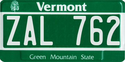 VT license plate ZAL762