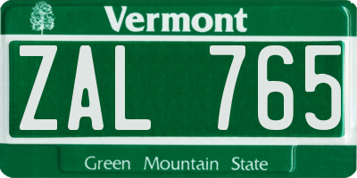 VT license plate ZAL765