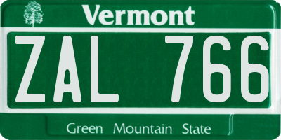 VT license plate ZAL766
