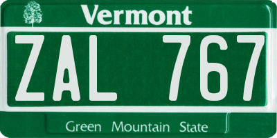 VT license plate ZAL767