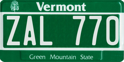 VT license plate ZAL770