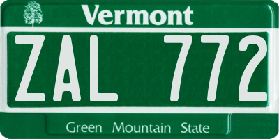VT license plate ZAL772