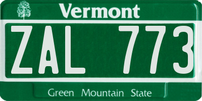 VT license plate ZAL773