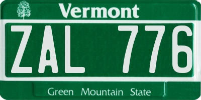 VT license plate ZAL776