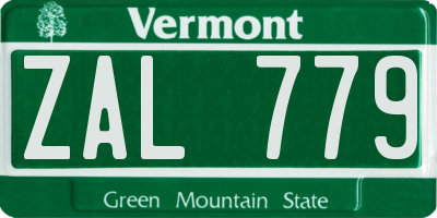 VT license plate ZAL779