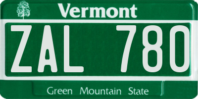 VT license plate ZAL780