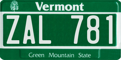 VT license plate ZAL781