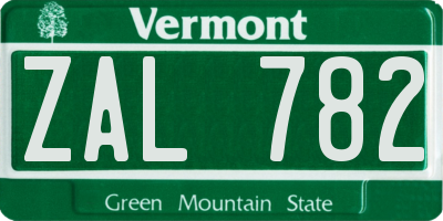 VT license plate ZAL782