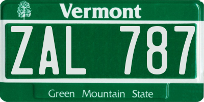 VT license plate ZAL787