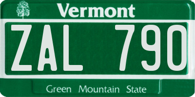 VT license plate ZAL790