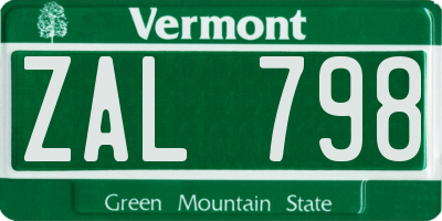 VT license plate ZAL798