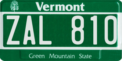VT license plate ZAL810