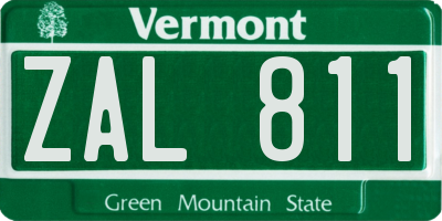 VT license plate ZAL811
