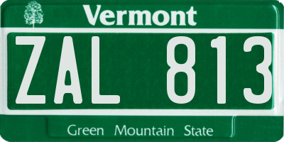 VT license plate ZAL813