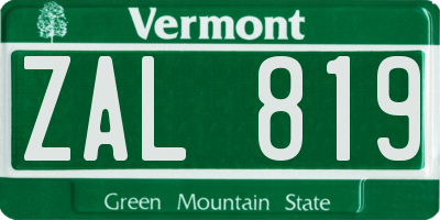 VT license plate ZAL819