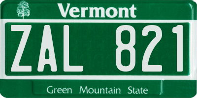 VT license plate ZAL821