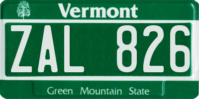 VT license plate ZAL826