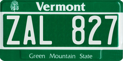 VT license plate ZAL827