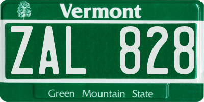 VT license plate ZAL828