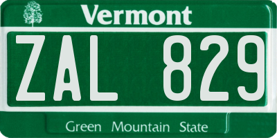 VT license plate ZAL829