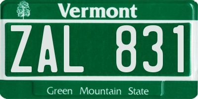 VT license plate ZAL831