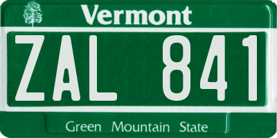 VT license plate ZAL841