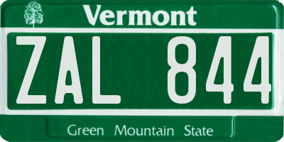 VT license plate ZAL844