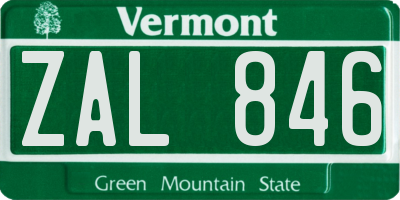 VT license plate ZAL846