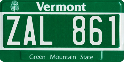 VT license plate ZAL861