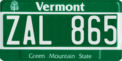 VT license plate ZAL865