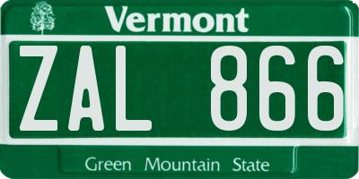 VT license plate ZAL866