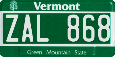 VT license plate ZAL868