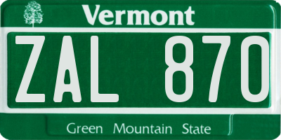 VT license plate ZAL870