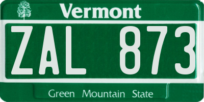 VT license plate ZAL873