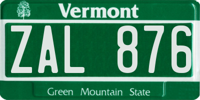 VT license plate ZAL876