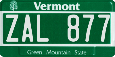VT license plate ZAL877