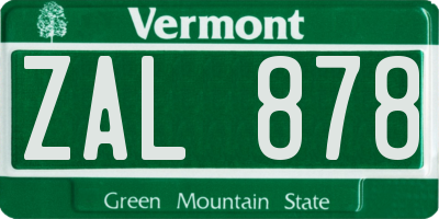 VT license plate ZAL878
